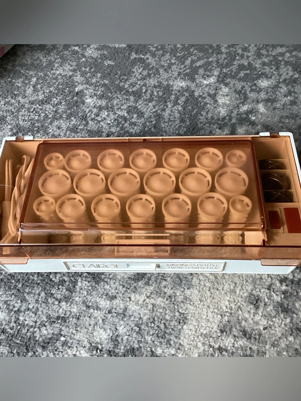Vintage CLAIROL Kindness Deluxe 20 Hot Rollers 3-Way Hair Setter K-400S w/clips